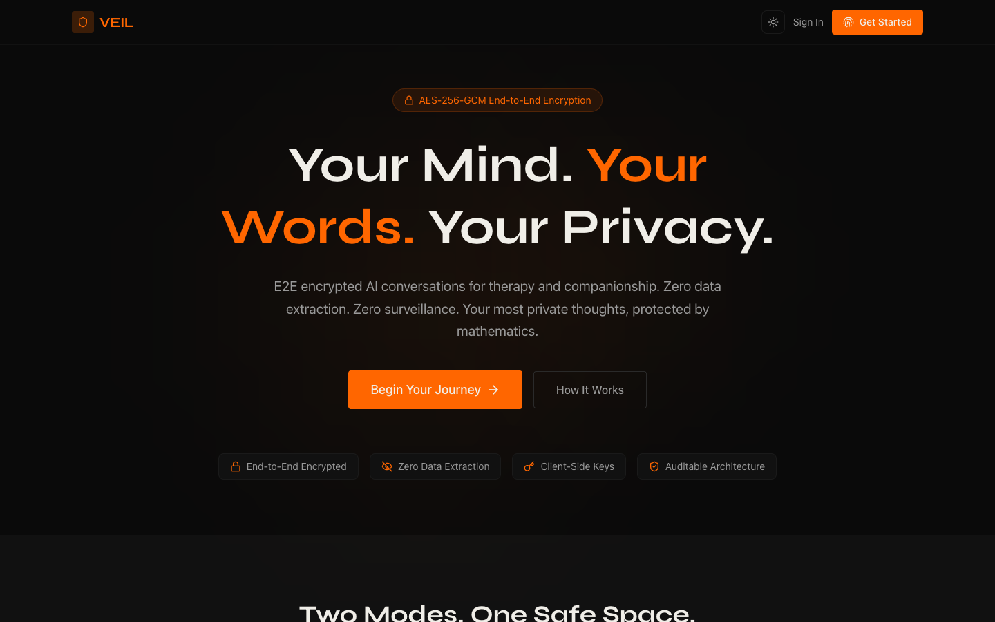 Veil Landing Page