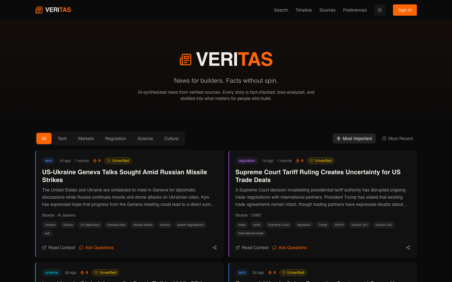 Veritas Landing Page